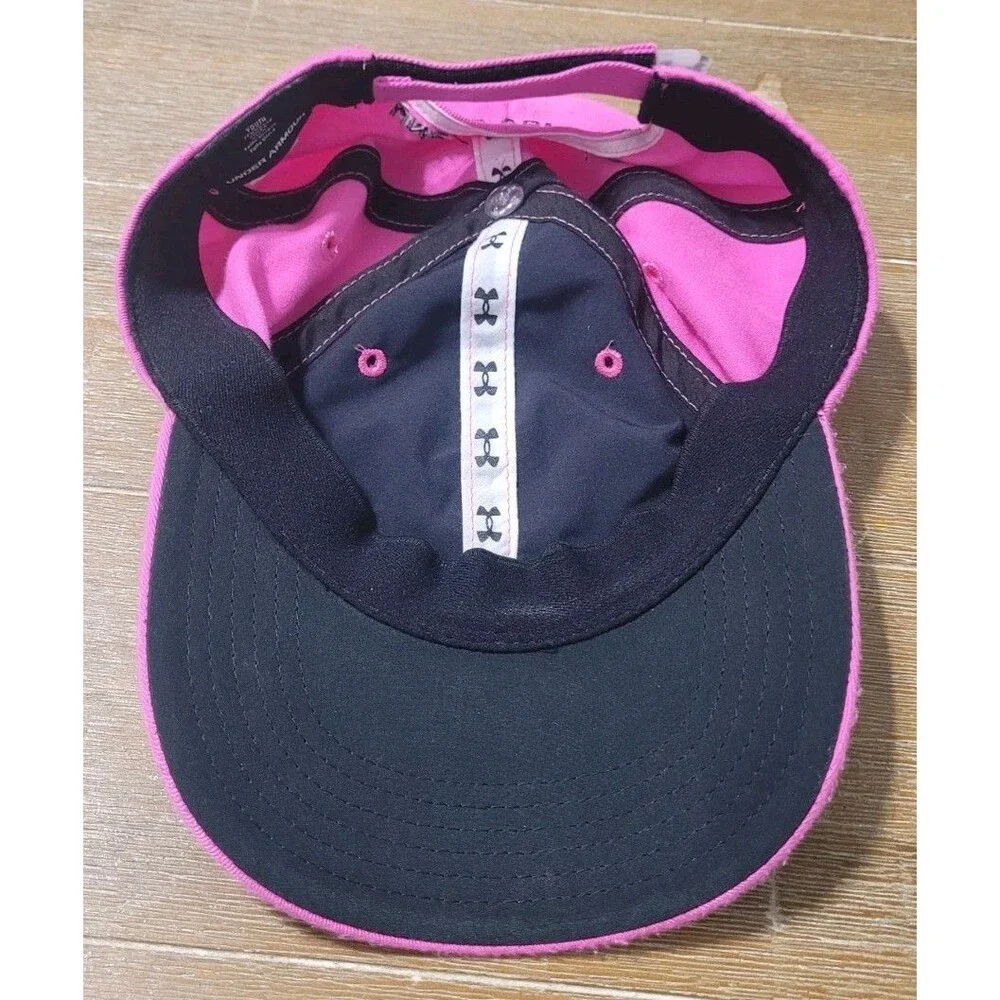Under Armour Hat Cap Youth Pink Adjustable Black symbol With Silver Dots